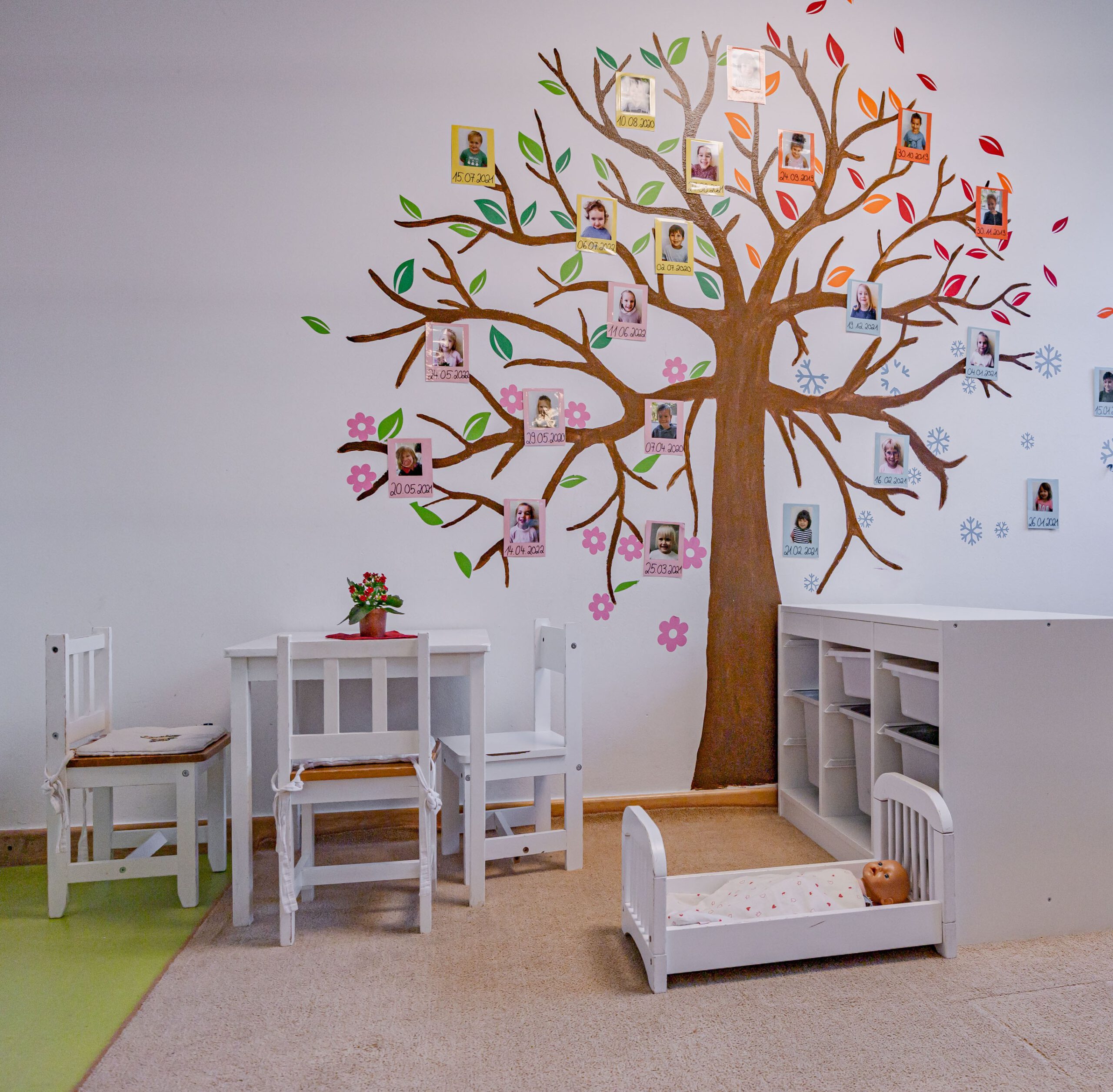 Aufnahme der dekorierten Wand im Kindergarten Solln bei Hänsel&Gretel.